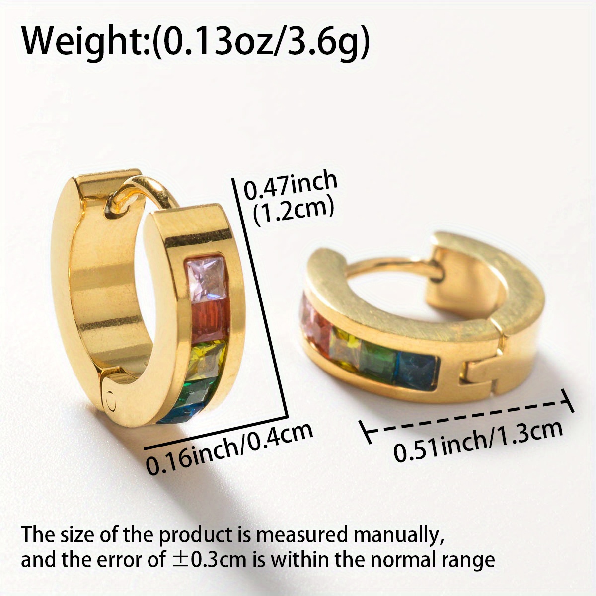 1 Set Multicolor Zirconia Design Hoop Earrings